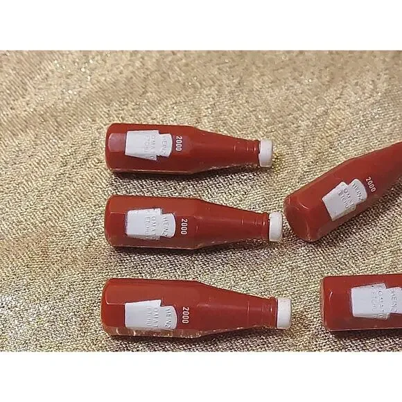 5 Vintage 2000 Heinz Ketchup Advertising Bottle Brooch Pin Red Safety Pin READ - Picture 7 of 8